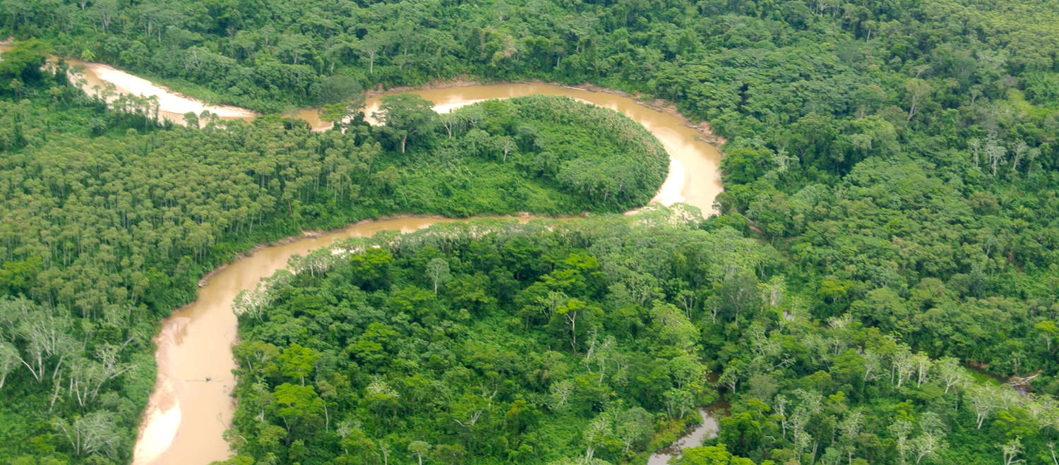 Fotografia aérea da Amazônia peruana